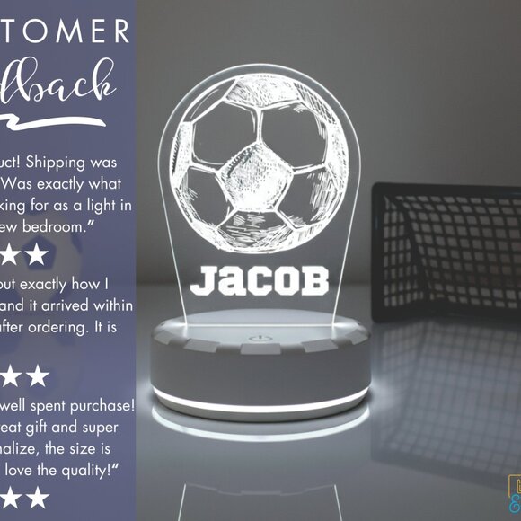 Personalized Soccer LED Lamp – Fun Night Light for Players - Picture 7 of 8